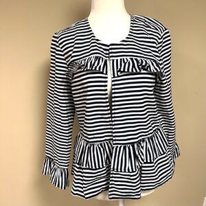 - Loft navy/ white striped linen/ cotton jacket.  Sm